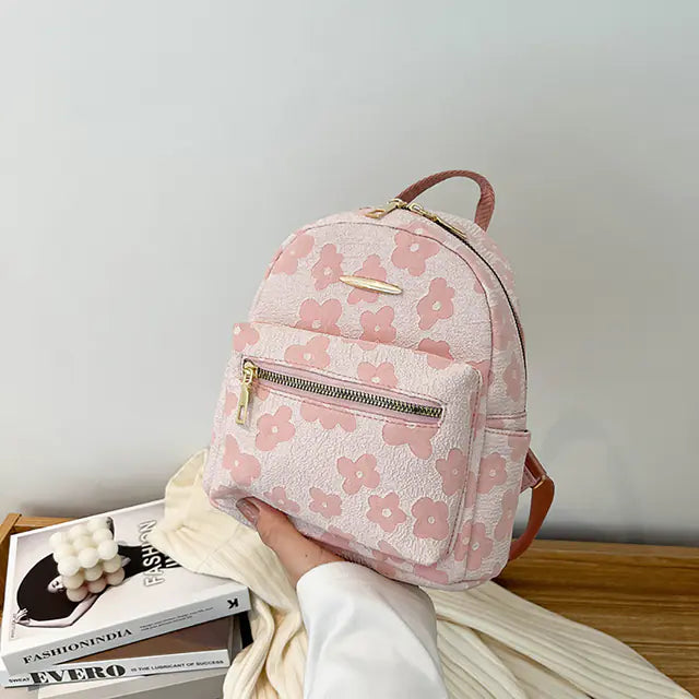 Mini Backpack with Flower Print