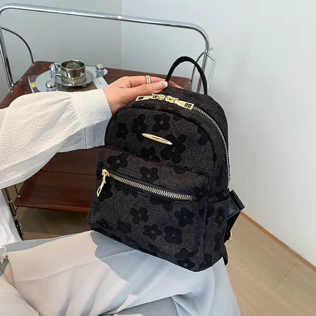 Mini Backpack with Flower Print