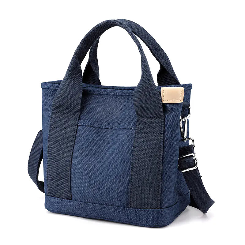 Layered Tote Bag with Zipper and Canvas Design