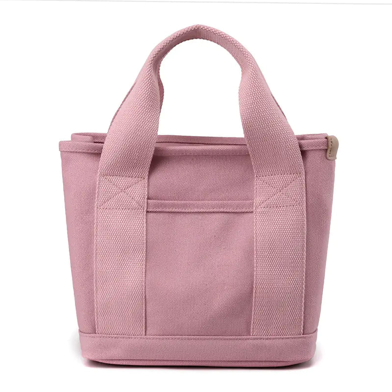 Layered Tote Bag with Zipper and Canvas Design