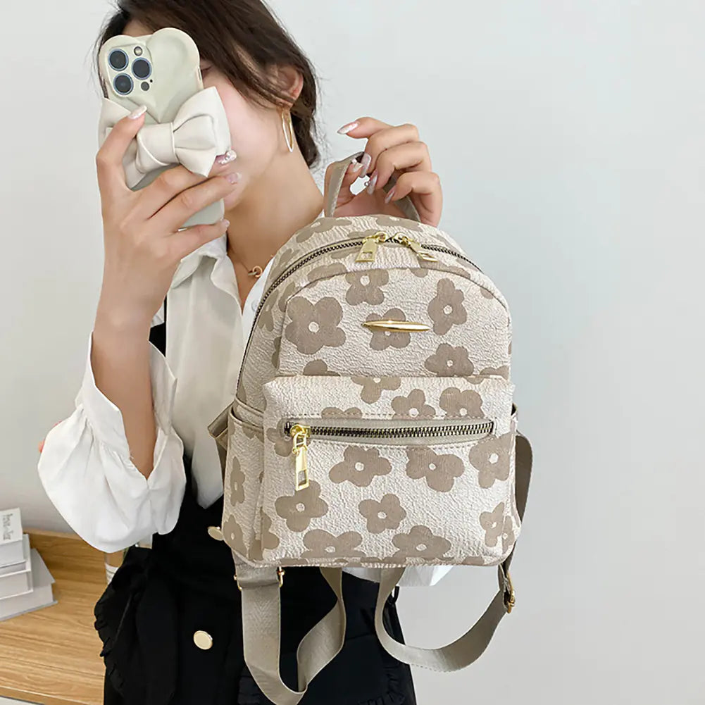 Mini Backpack with Flower Print