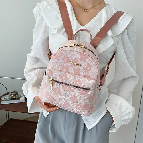 Mini Backpack with Flower Print
