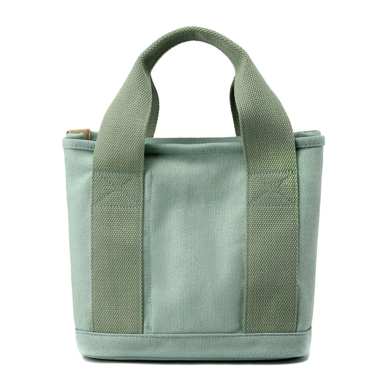 Layered Tote Bag with Zipper and Canvas Design