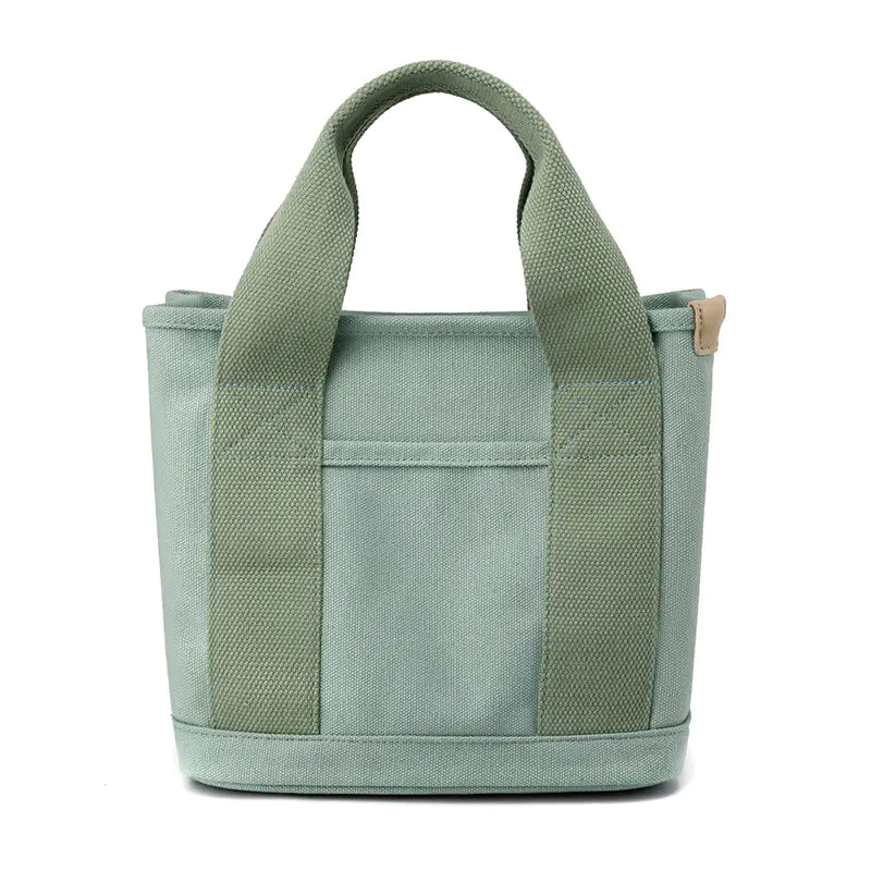 Layered Tote Bag with Zipper and Canvas Design