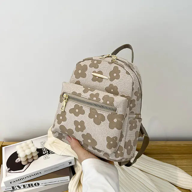Mini Backpack with Flower Print