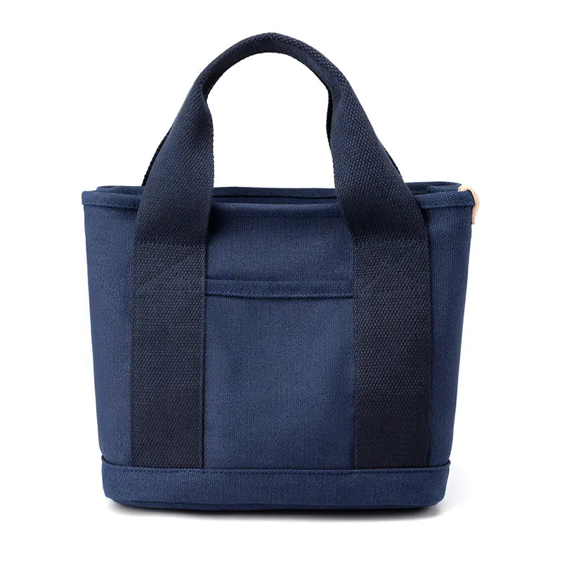 Layered Tote Bag with Zipper and Canvas Design